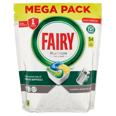 Fairy Pastiglie Lavastoviglie Platinum, Detersivo Piatti Limone, 54 Capsule 805 g